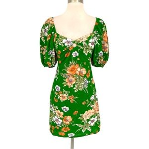 Sim & Sam Puff Sleeve Linen Blend Dress- Size Small